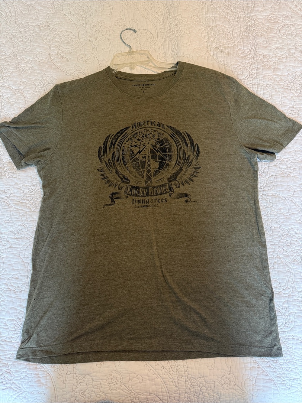 Lucky Brand Olive Green Short-Sleeve Graphic Tee